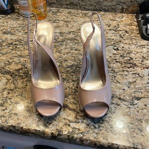 Jessica Simpson nude sling back peep toe heel